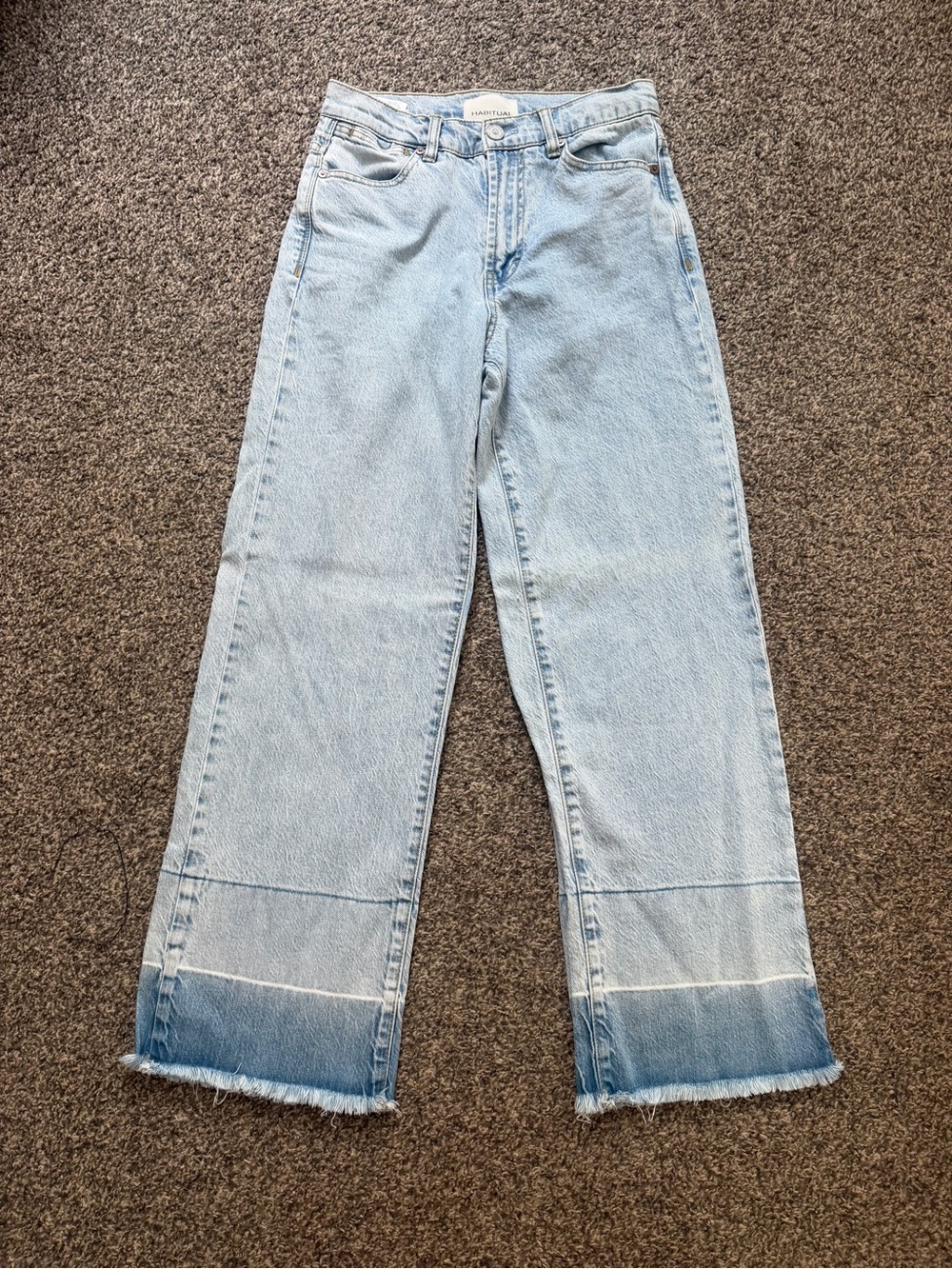 Habitual Light Blue Wide-Leg Jeans with Frayed Hem